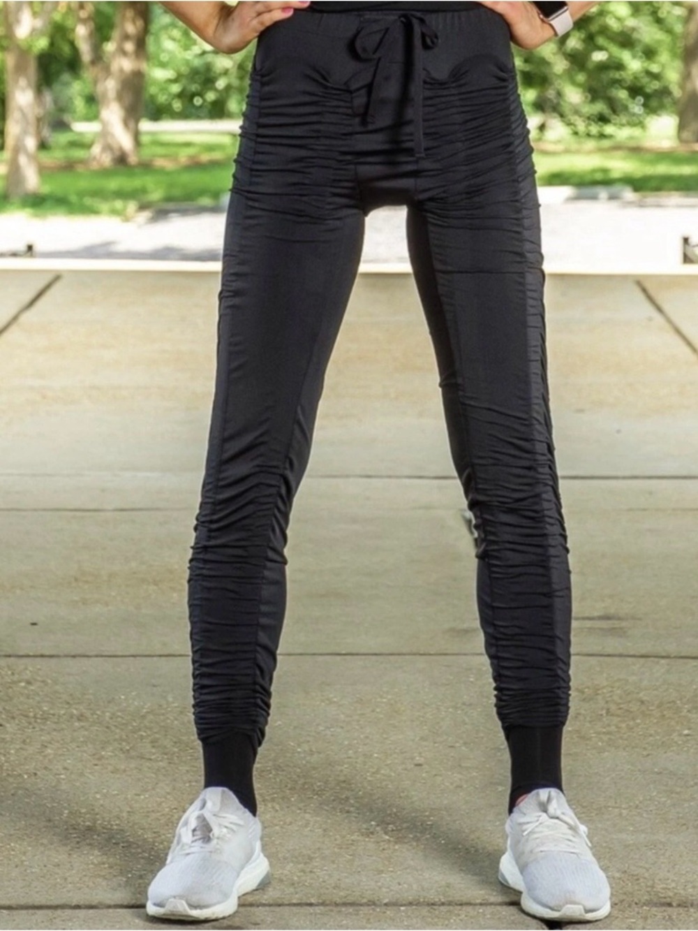 Agogie Resistance Band Leggings Black Sculpting Workout Pants L